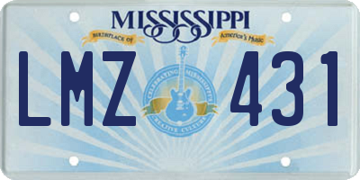 MS license plate LMZ431
