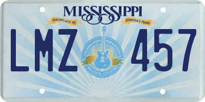 MS license plate LMZ457