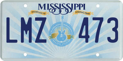 MS license plate LMZ473