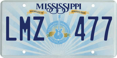 MS license plate LMZ477
