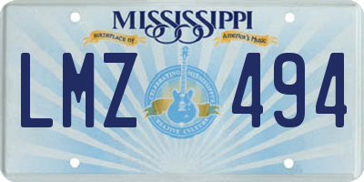 MS license plate LMZ494