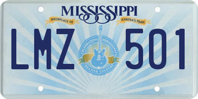 MS license plate LMZ501