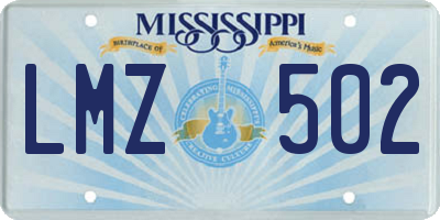 MS license plate LMZ502