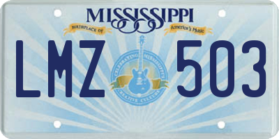 MS license plate LMZ503