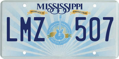MS license plate LMZ507