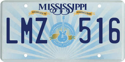 MS license plate LMZ516
