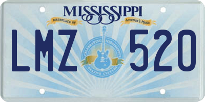 MS license plate LMZ520
