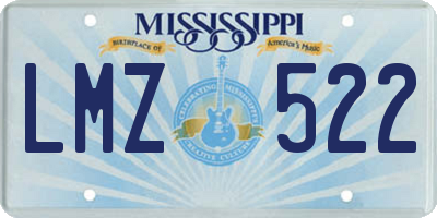 MS license plate LMZ522
