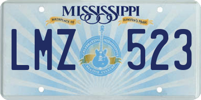 MS license plate LMZ523