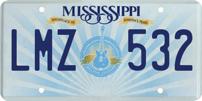 MS license plate LMZ532