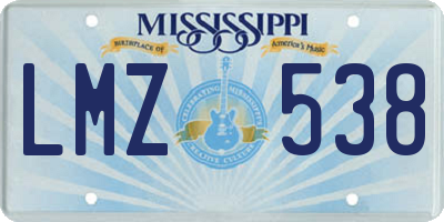 MS license plate LMZ538