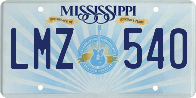 MS license plate LMZ540