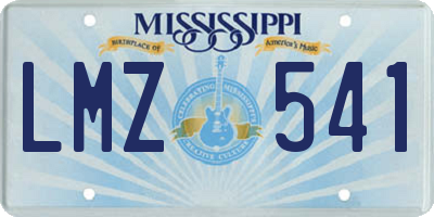 MS license plate LMZ541