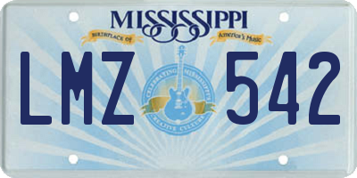 MS license plate LMZ542