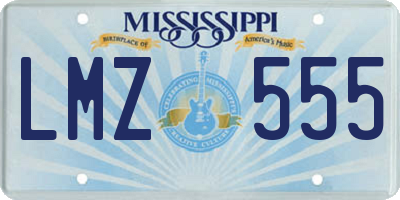 MS license plate LMZ555