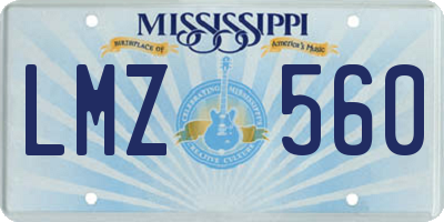 MS license plate LMZ560