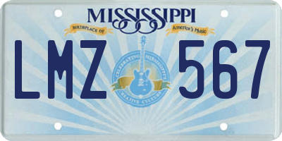 MS license plate LMZ567