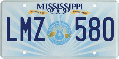 MS license plate LMZ580