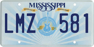 MS license plate LMZ581