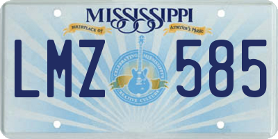 MS license plate LMZ585