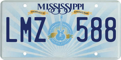 MS license plate LMZ588