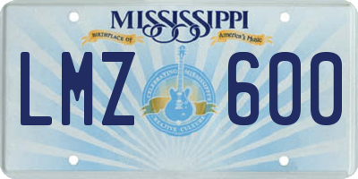 MS license plate LMZ600
