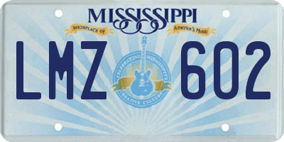 MS license plate LMZ602