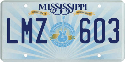 MS license plate LMZ603