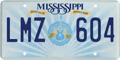 MS license plate LMZ604
