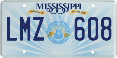 MS license plate LMZ608