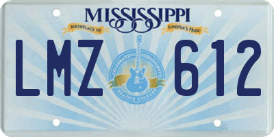MS license plate LMZ612