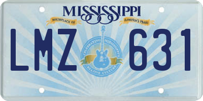 MS license plate LMZ631