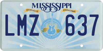 MS license plate LMZ637