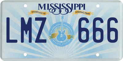 MS license plate LMZ666
