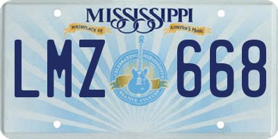 MS license plate LMZ668