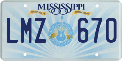 MS license plate LMZ670