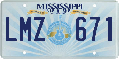MS license plate LMZ671