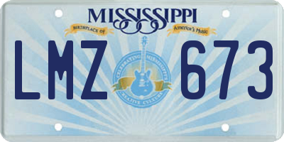 MS license plate LMZ673