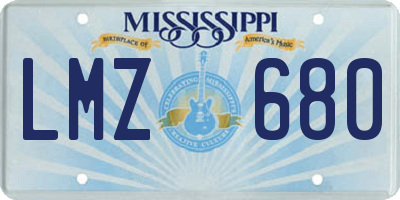 MS license plate LMZ680