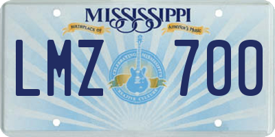 MS license plate LMZ700