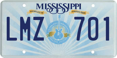 MS license plate LMZ701