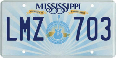 MS license plate LMZ703