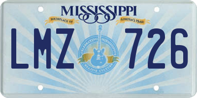 MS license plate LMZ726
