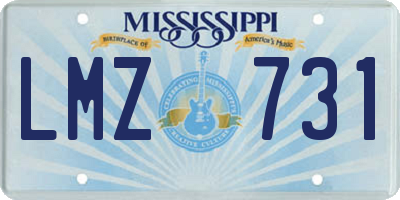 MS license plate LMZ731
