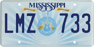 MS license plate LMZ733