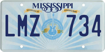 MS license plate LMZ734