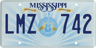 MS license plate LMZ742