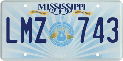 MS license plate LMZ743
