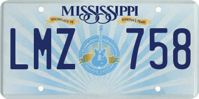 MS license plate LMZ758