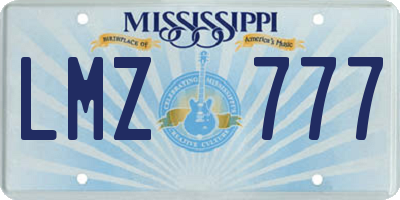 MS license plate LMZ777